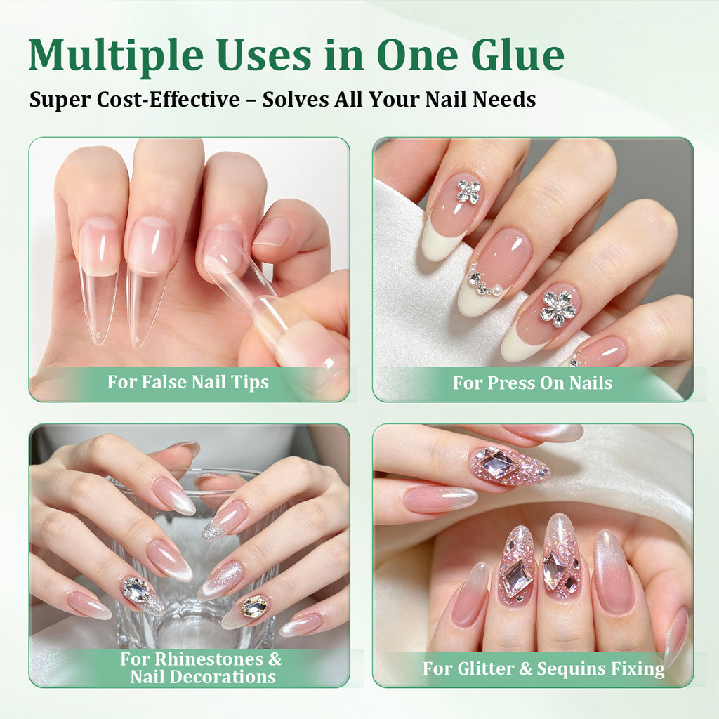 JODSONE Semi Solid Nail Glue for Press on Nails Newly Upgraded Quick Drying 10g for Nail Tips and Fake Acrylic Nails Tips Salon Art DIY at Home No Need U V Light Cured