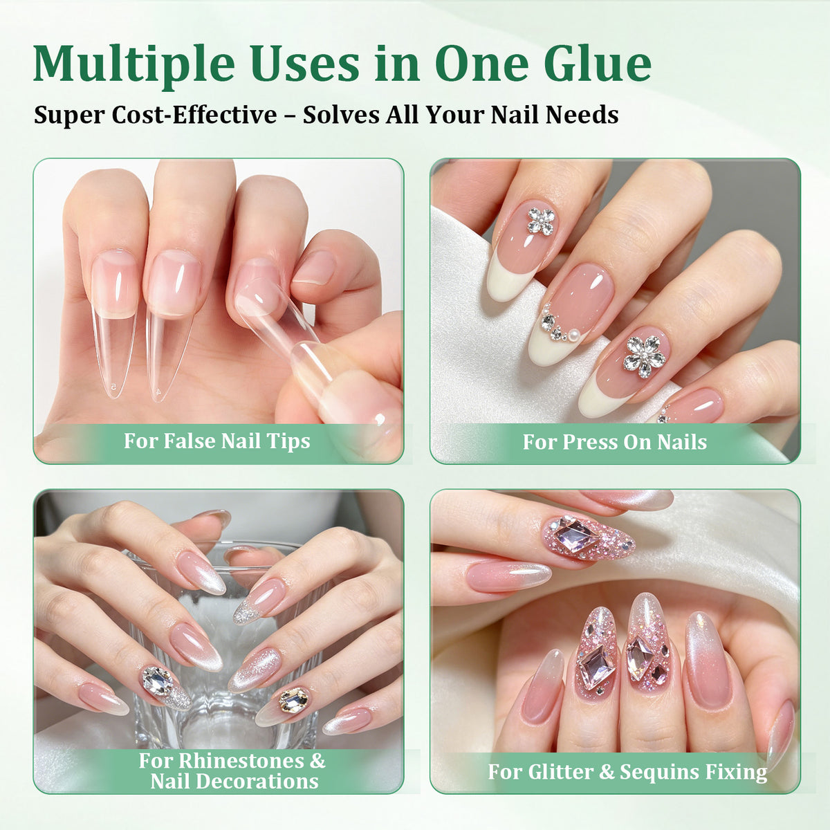 JODSONE Semi Solid Nail Glue for Press on Nails Newly Upgraded Quick Drying 10g for Nail Tips and Fake Acrylic Nails Tips Salon Art DIY at Home No Need U V Light Cured