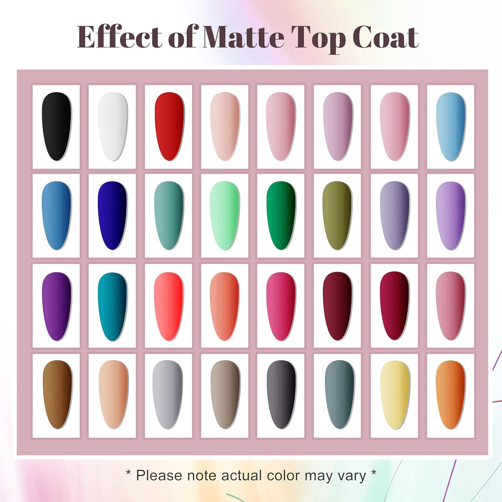 JODSONE 36 PCS Gel Nail Polish Set-32 Colors Gel Polish Kit Base Coat Glossy Matte and Glitter Top Coat Nail Polish Set Green Blue Red Pink Collection Gifts for Women