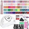 JODSONE 60 Pcs Gel Nail Polish Kit with U V Light Nail Drill 55 Colors Base Top Matte Coat Professional Gel Manicure Kits Soak Off Manicure Salon DIY at Home Gifts for Women