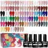 JODSONE 60 PCS Gel Nail Polish Starter Kit with U V Light 55 Colors Gel Polish Base Top Coat for Women and Girls