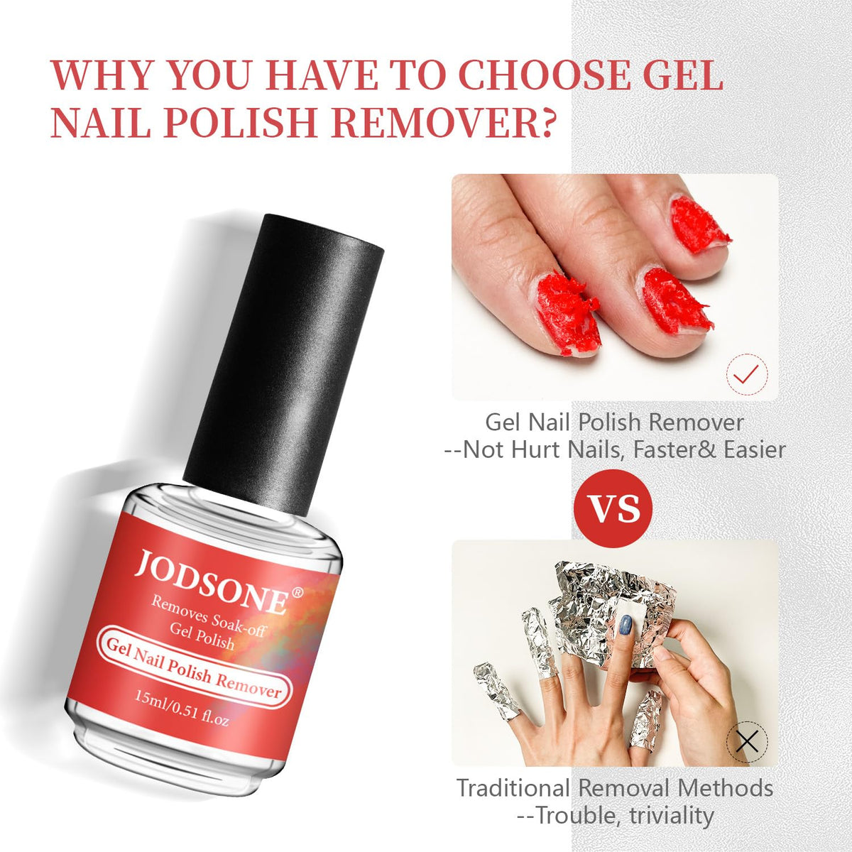 JODSONE Gel Nail Remover Quick Gel Nail Polish Remover, 3-5 Minutes Gel Remover for Nails