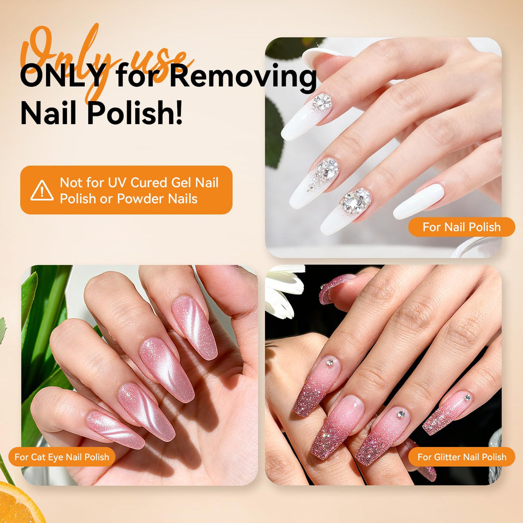 JODSONE Gel & Regular Nail Polish Remover, Non-Acetone, Orange, 6.09 Fl Oz One-Press Pump, Vitamin E & Aloe, Orange Scent, Removes Regular Polish; Soak-Off Gel Removal Requires Filing and Soaking