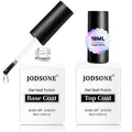 JODSONE 2 Bottles 18ml Top Coat Base Coat Gel Polish Set Compatible for Nail Salon Bright Surface, Girl Gift and At Home DIY Need U V Lamp Curing