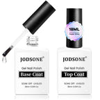 JODSONE 2 Bottles 18ml Top Coat Base Coat Gel Polish Set Compatible for Nail Salon Bright Surface, Girl Gift and At Home DIY Need U V Lamp Curing