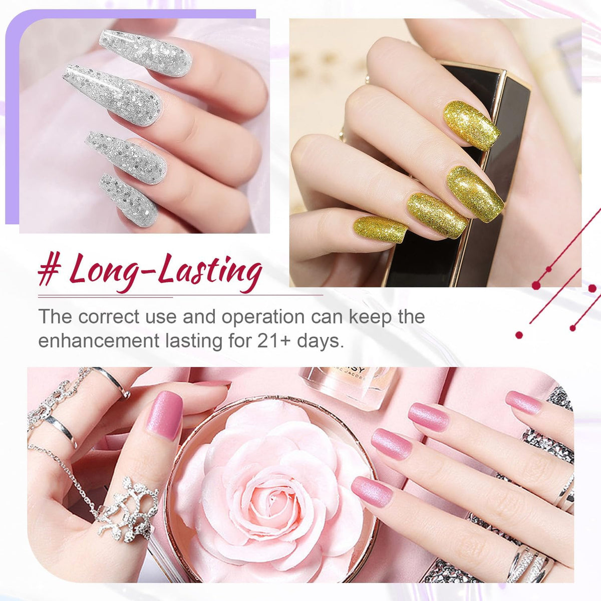 JODSONE 60 PCS Gel Nail Polish Starter Kit With U V Light 55 Kinds Of Color Glitter Gel Polish No Wipe Base And Glossy Matte Top Coat Easy To Apply
