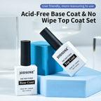 JODSONE 2 Bottles 18ml Top Coat Base Coat Gel Polish Set Compatible for Nail Salon Bright Surface, Girl Gift and At Home DIY Need U V Lamp Curing