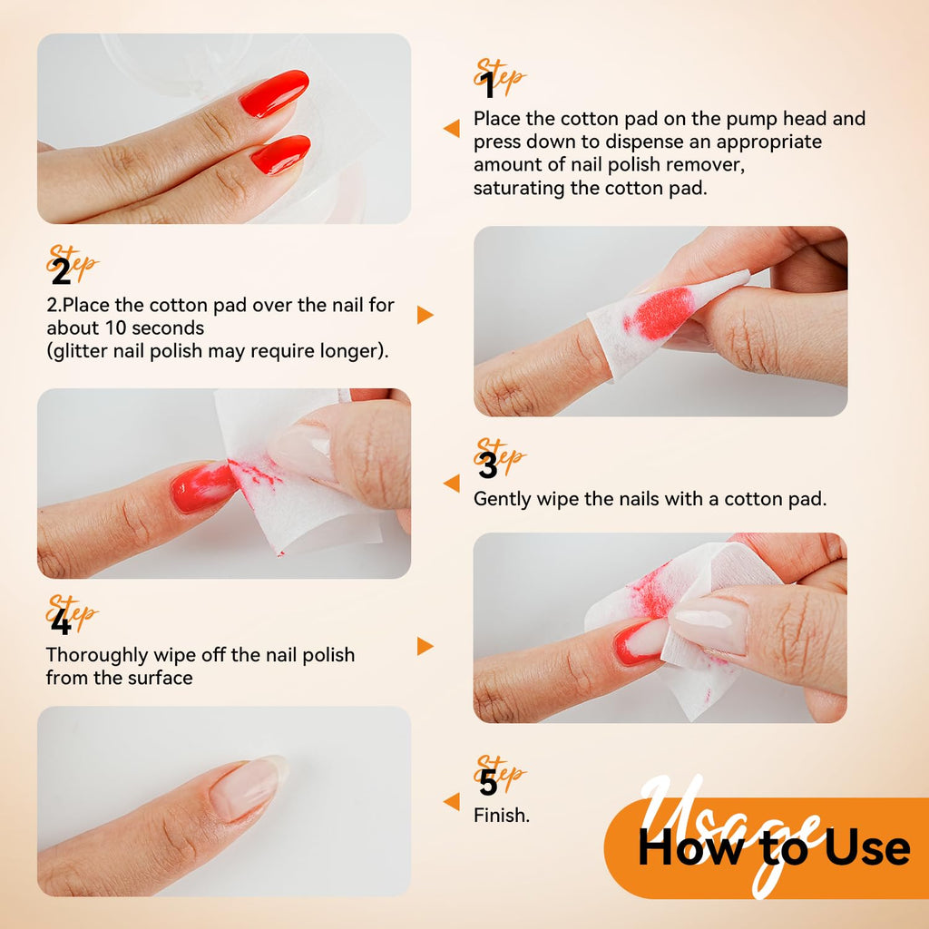 JODSONE Gel & Regular Nail Polish Remover, Non-Acetone, Orange, 6.09 Fl Oz One-Press Pump, Vitamin E & Aloe, Orange Scent, Removes Regular Polish; Soak-Off Gel Removal Requires Filing and Soaking