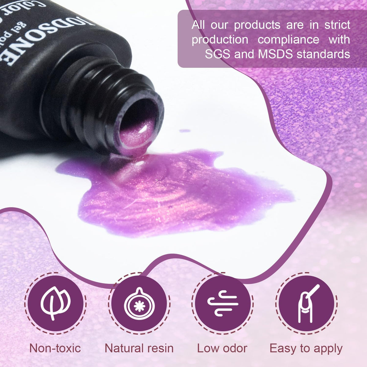 JODSONE 60 PCS Gel Nail Polish Starter Kit With U V Light 55 Kinds Of Color Glitter Gel Polish No Wipe Base And Glossy Matte Top Coat Easy To Apply