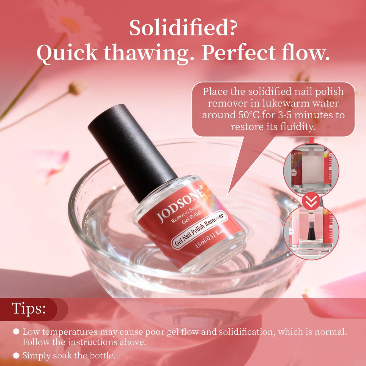 JODSONE Gel Nail Remover Quick Gel Nail Polish Remover, 3-5 Minutes Gel Remover for Nails