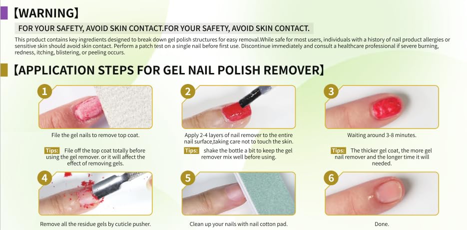 JODSONE Gel Nail Remover Quick Gel Nail Polish Remover, 3-5 Minutes Gel Remover for Nails