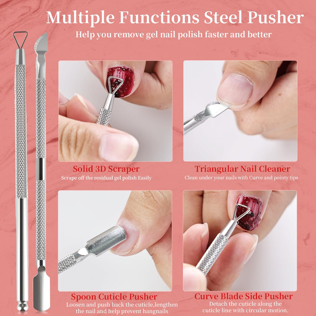 JODSONE 15ml Gel Nail Remover No Need Soaking or Wrapping for Quick And Easy Removal At Home with Cuticle Pusher and Nail File