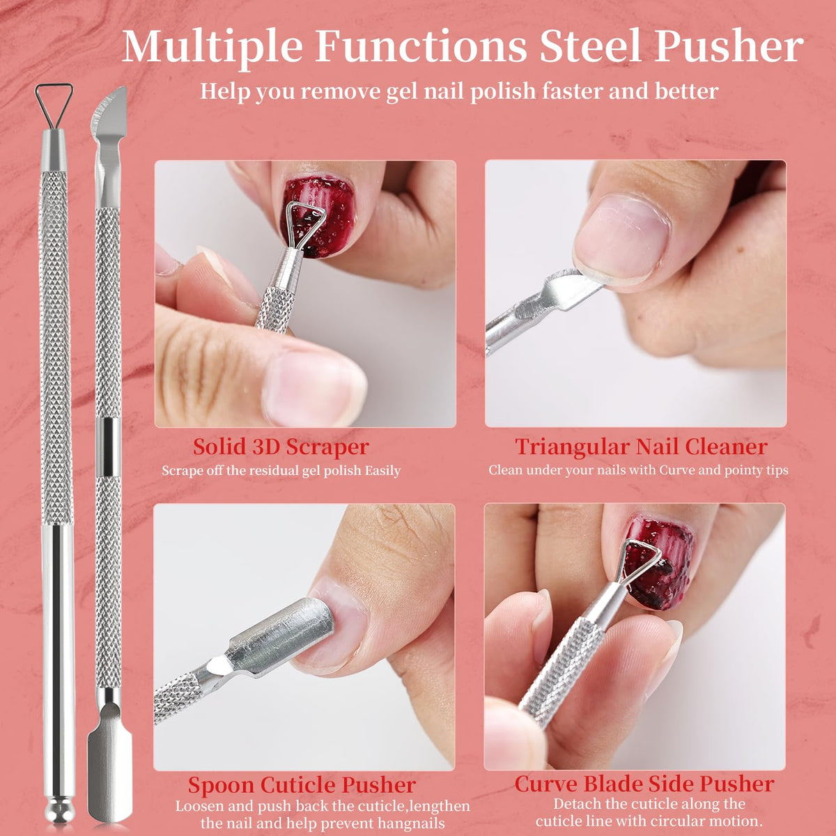 JODSONE 15ml Gel Nail Remover No Need Soaking or Wrapping for Quick And Easy Removal At Home with Cuticle Pusher and Nail File