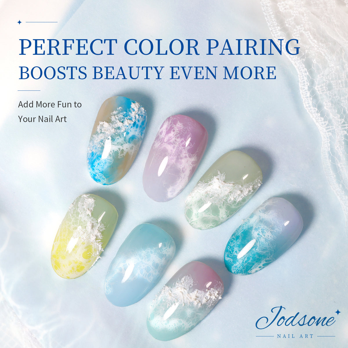 JODSONE Ocean Wave Blooming Gel Nail Polish,16.5ml Wave White Blooming Liquid for Spreading Wave Effect,High Fluidity Wave Textures for DIY Nail Art Design,Applied Over Uncured Base Gel