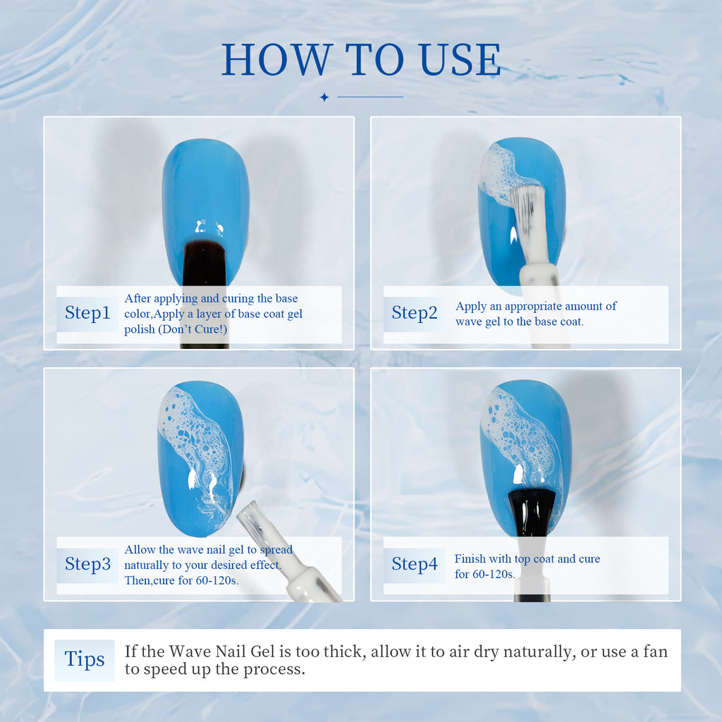 JODSONE Ocean Wave Blooming Gel Nail Polish,16.5ml Wave White Blooming Liquid for Spreading Wave Effect,High Fluidity Wave Textures for DIY Nail Art Design,Applied Over Uncured Base Gel