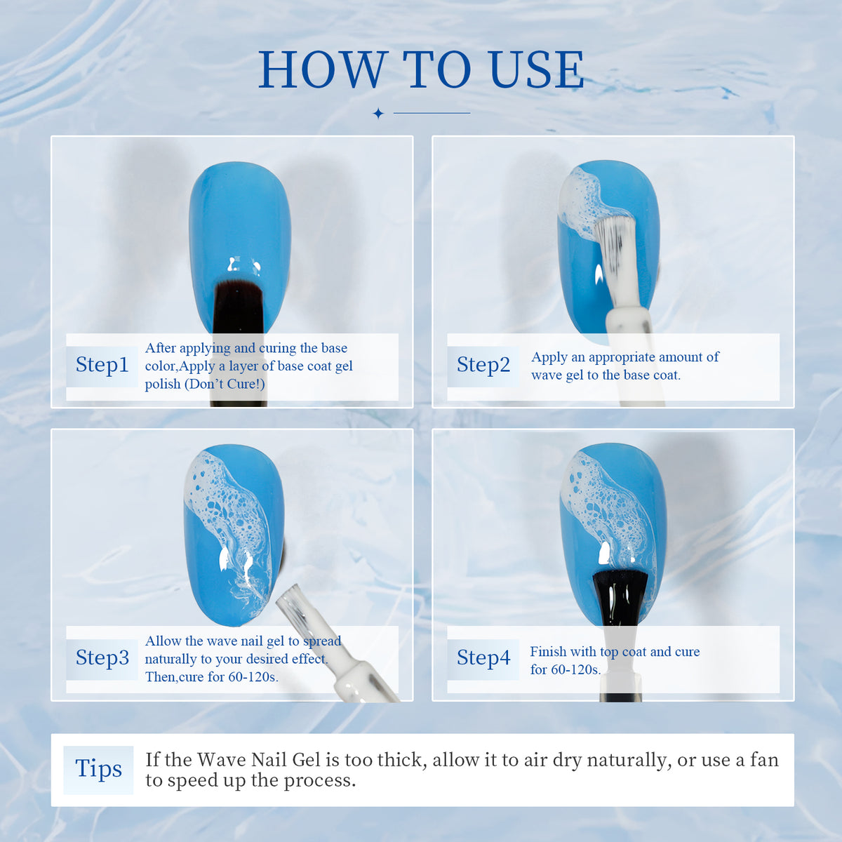 JODSONE Ocean Wave Blooming Gel Nail Polish,16.5ml Wave White Blooming Liquid for Spreading Wave Effect,High Fluidity Wave Textures for DIY Nail Art Design,Applied Over Uncured Base Gel