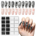 JODSONE 20 Rolls Lace Nail Foils, Black and White Lace Nail Art Transfer Sheets, Must Be Used with Nail Foil Glue, Transfer Foils for Manicure Salon & Home Use (Not Self-Adhesive Stickers)