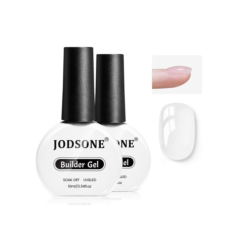 JODSONE 2Pcs 10ml Builder Gel for Nails, Clear Builder Gel for Nail Thickening Solution, Nail Extension, Apex Building,Long Lasting DIY Nail Art Gift for Women