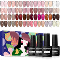 JODSONE Jelly Gel Nail Polish Set, 32 Colors Sheer Pink Gel Polish Set with Base & Top Matte Glitter Coat for Nail Art DIY Salon at Home