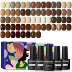 JODSONE 36Pcs Autumn Gel Nail Polish Set 32 Colors with 4 Functional Base Coat Glitter & Matte Top Coat Nude Brown Gel Polish Set for Salon at Home DIY Nail Art