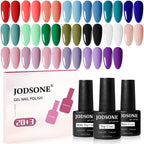 JODSONE 23 PCS Gel Nail Polish Set with Base Glossy and Matte Top Coat Multicolored Gel Nail Long Lasting Suitable for All Seasons