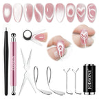 JODSONE Cat Eye Magnet Set for Nails, Heart Cat-Eye Magnets Tool,3 in 1 Cylinder Cat Eye Magnet with Ball Magnets, Magnetic Nail Art Pen, French & Black Hole Nail Magnet Guides for Cat-Eye Nail Effect