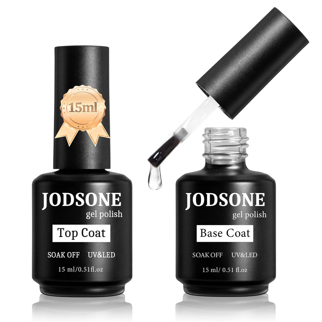 JODSONE 2 Bottles of Top Coat Base Coat Set No Wipe Foundation Combination Bright Surface At Home DIY Nail Salon Girl Gift