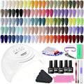 JODSONE 60 PCS Gel Nail Polish Kit with U V Light 55 Colors Gel Polish Base Top Coat Manicure Gifts