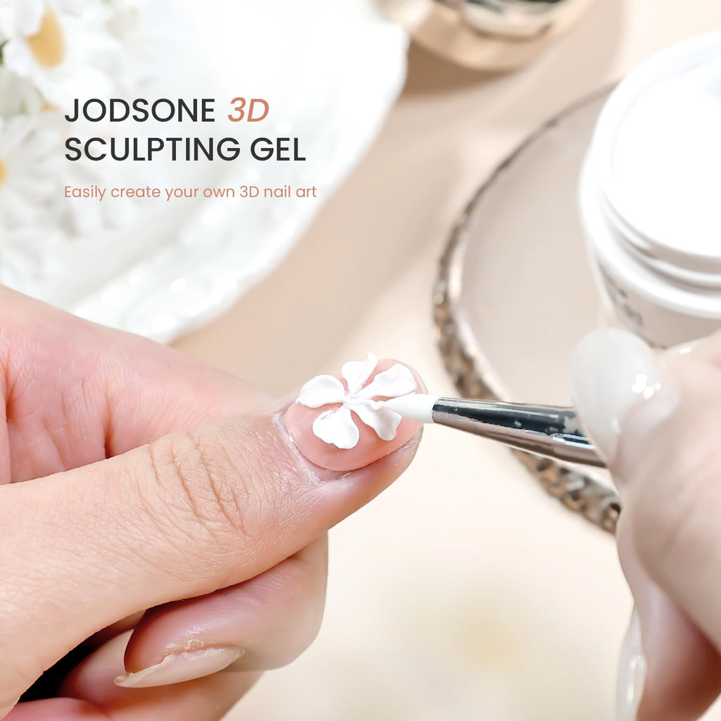 JODSONE White 3D Gel Nail Art Sculpting Gel Non-Sticky Molding Gels for Nails Solid U V LED Soak Off Gels Polish for Carving Molding and Building