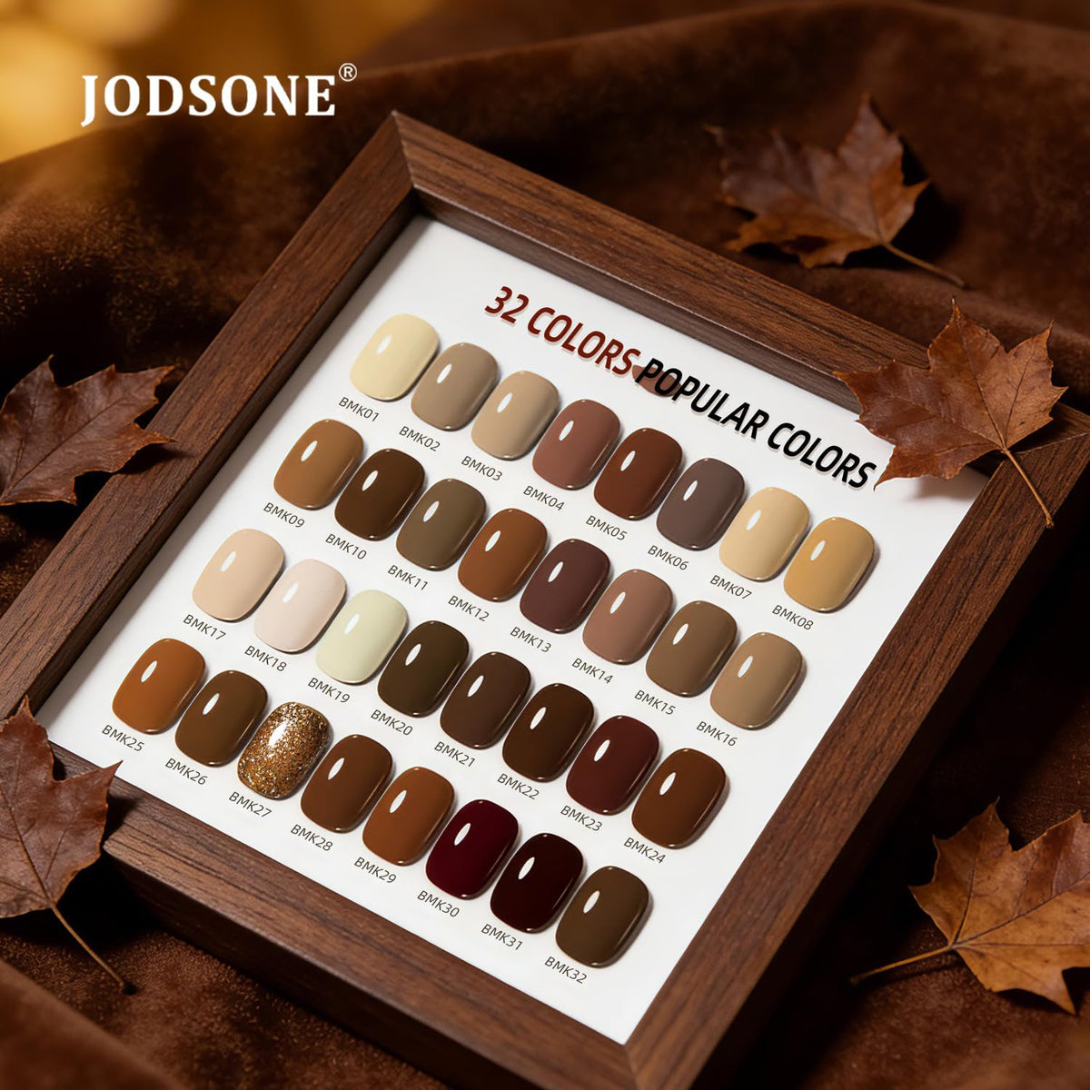 JODSONE 36Pcs Autumn Gel Nail Polish Set 32 Colors with 4 Functional Base Coat Glitter & Matte Top Coat Nude Brown Gel Polish Set for Salon at Home DIY Nail Art