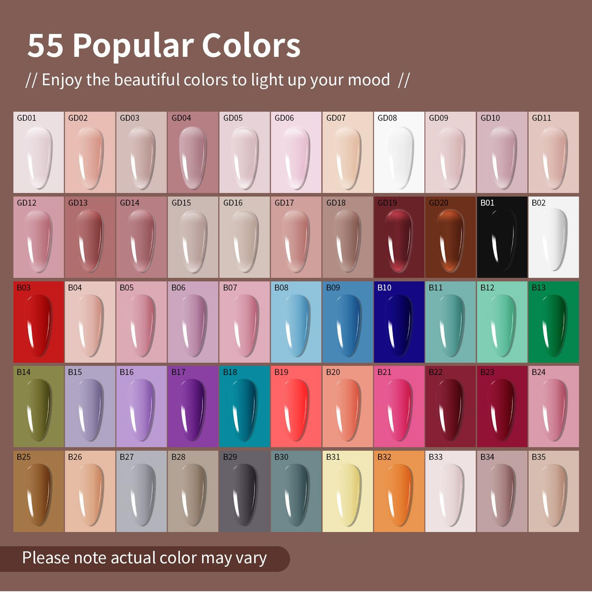 JODSONE 60 PCS Gel Nail Polish Starter Kit with U V Light 55 Colors Gel Polish Base Top Coat for Women and Girls