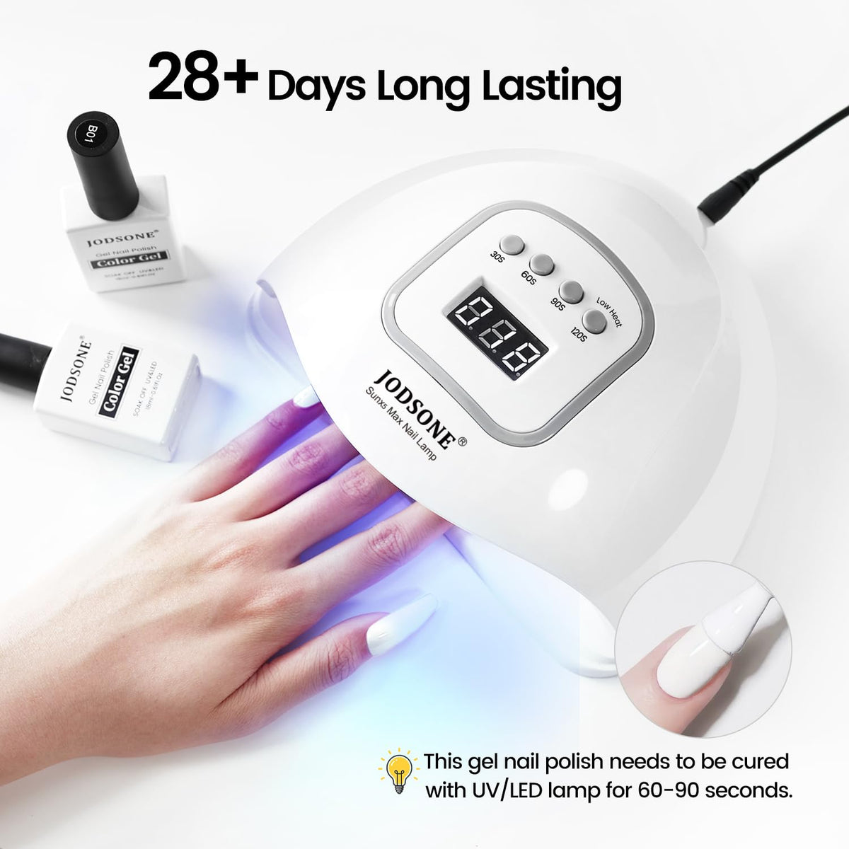 JODSONE White Gel Nail Polish, 1Pcs 18ml White Gel Polish All Season Soak Off Manicure Salon DIY Design at Home Need UV Lamp