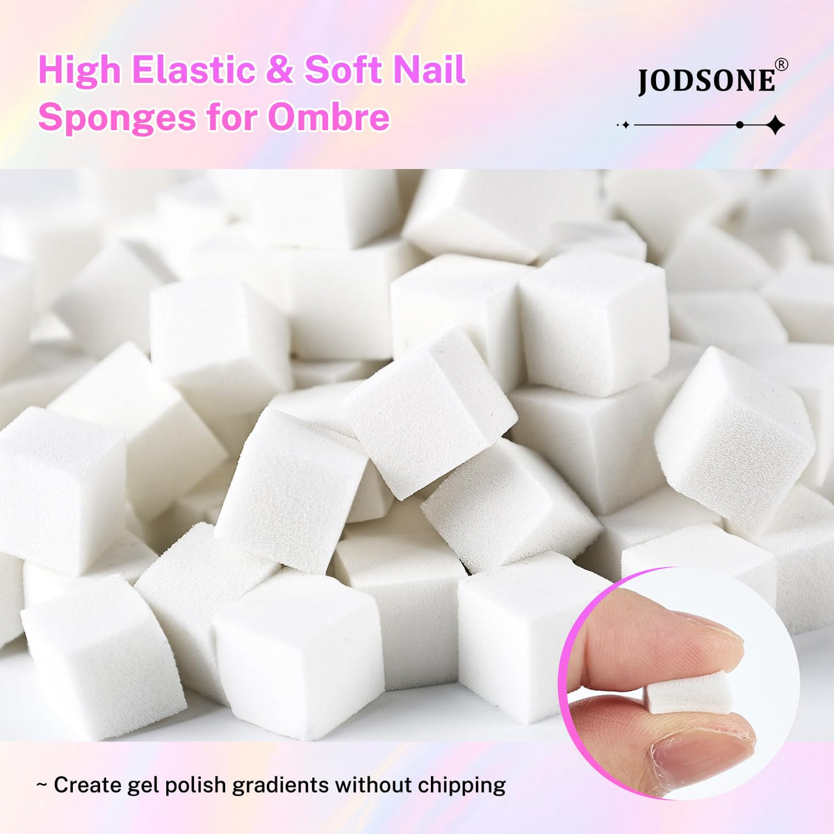 JODSONE 100PCS Soft Nail Sponges Tool with 1PCS Grabbing Pen Professional Accessories Manicure Salon Supplies for Nail Art Gradient Designs Blush Nail Art