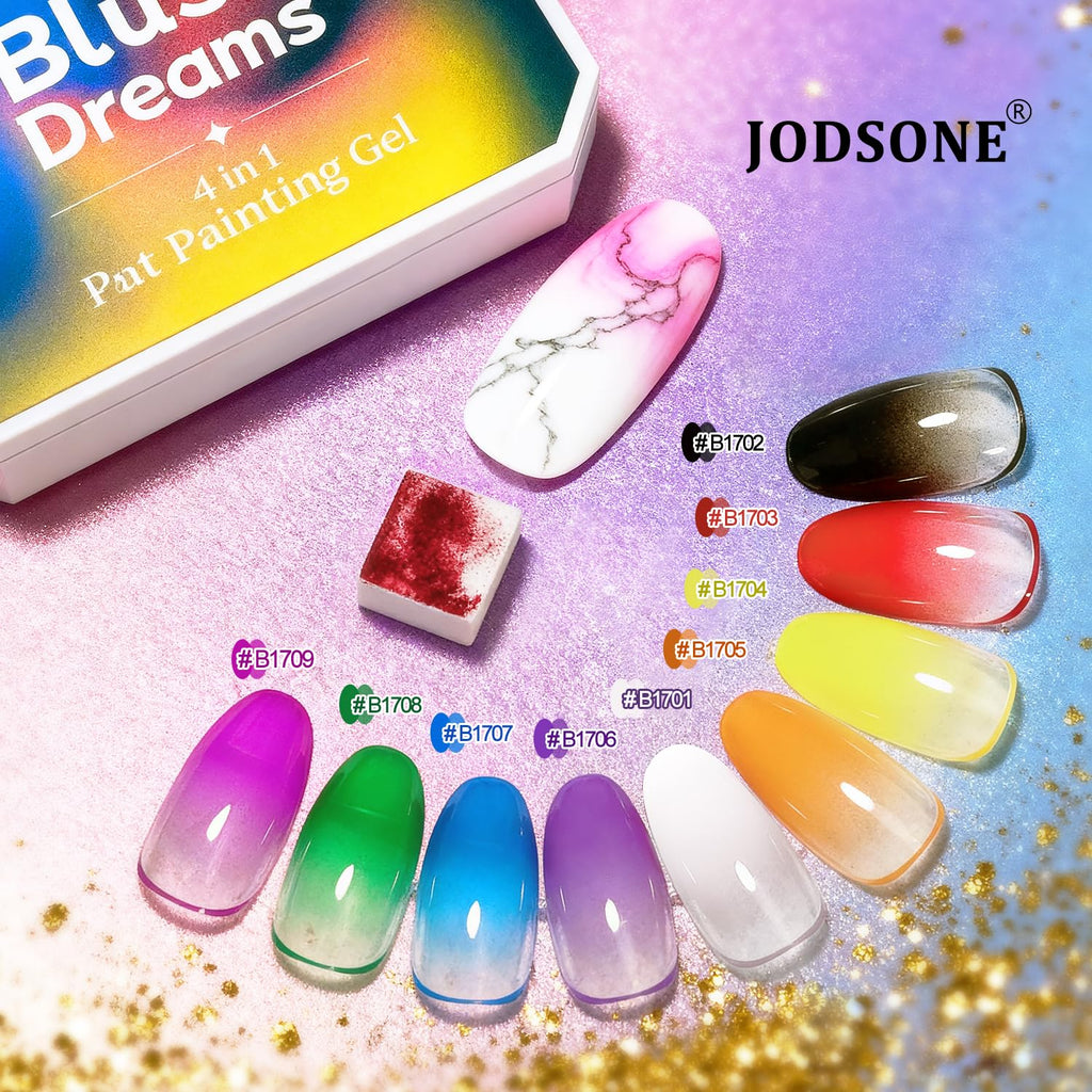 JODSONE Sponge Pat Painting Nail Gel Polish 9 Colors French Gradient Gel Nail Blush Blooming At Home DIY Nail Art Designs