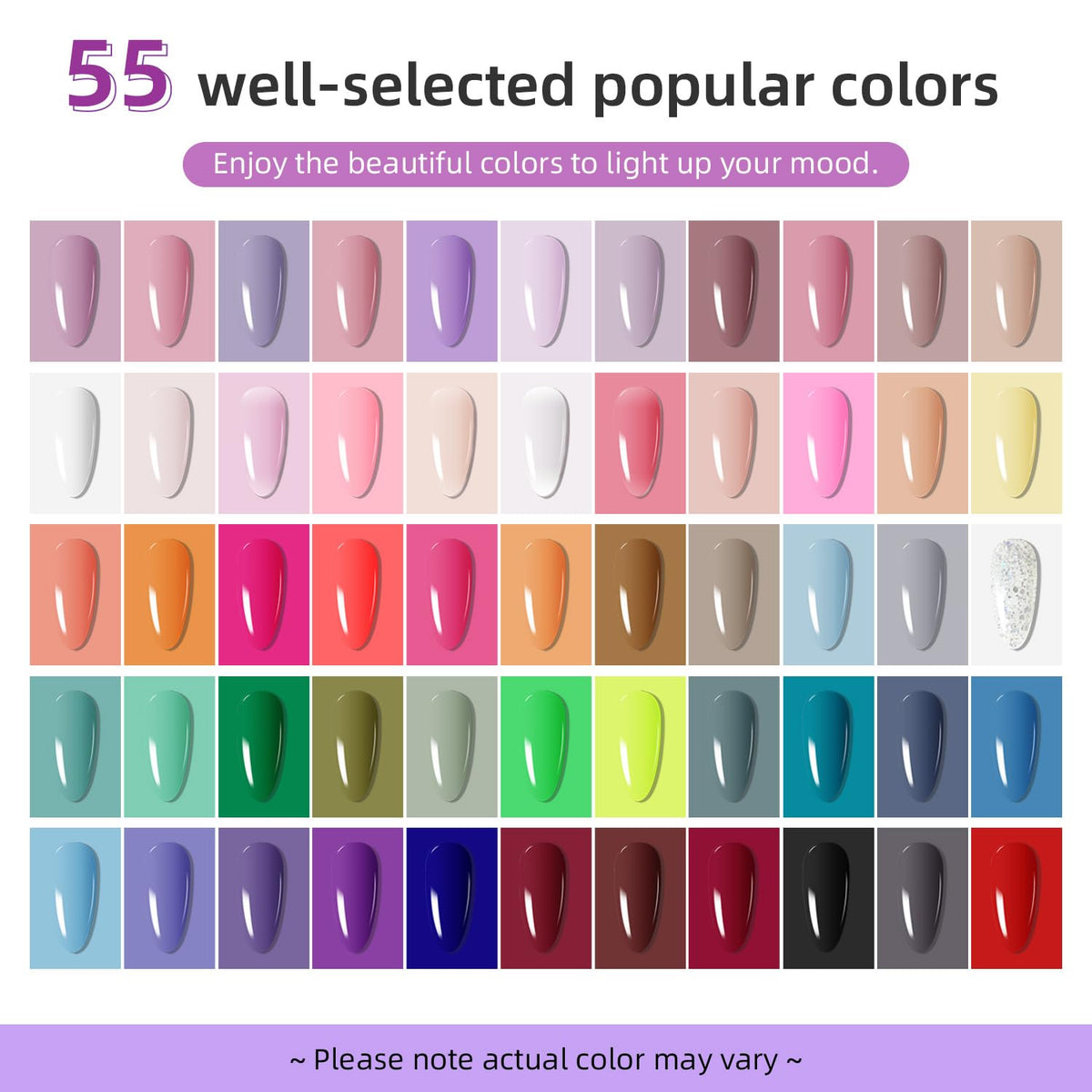 JODSONE 60 Pcs Gel Nail Polish Kit with U V Light Nail Drill 55 Colors Base Top Matte Coat Professional Gel Manicure Kits Soak Off Manicure Salon DIY at Home Gifts for Women