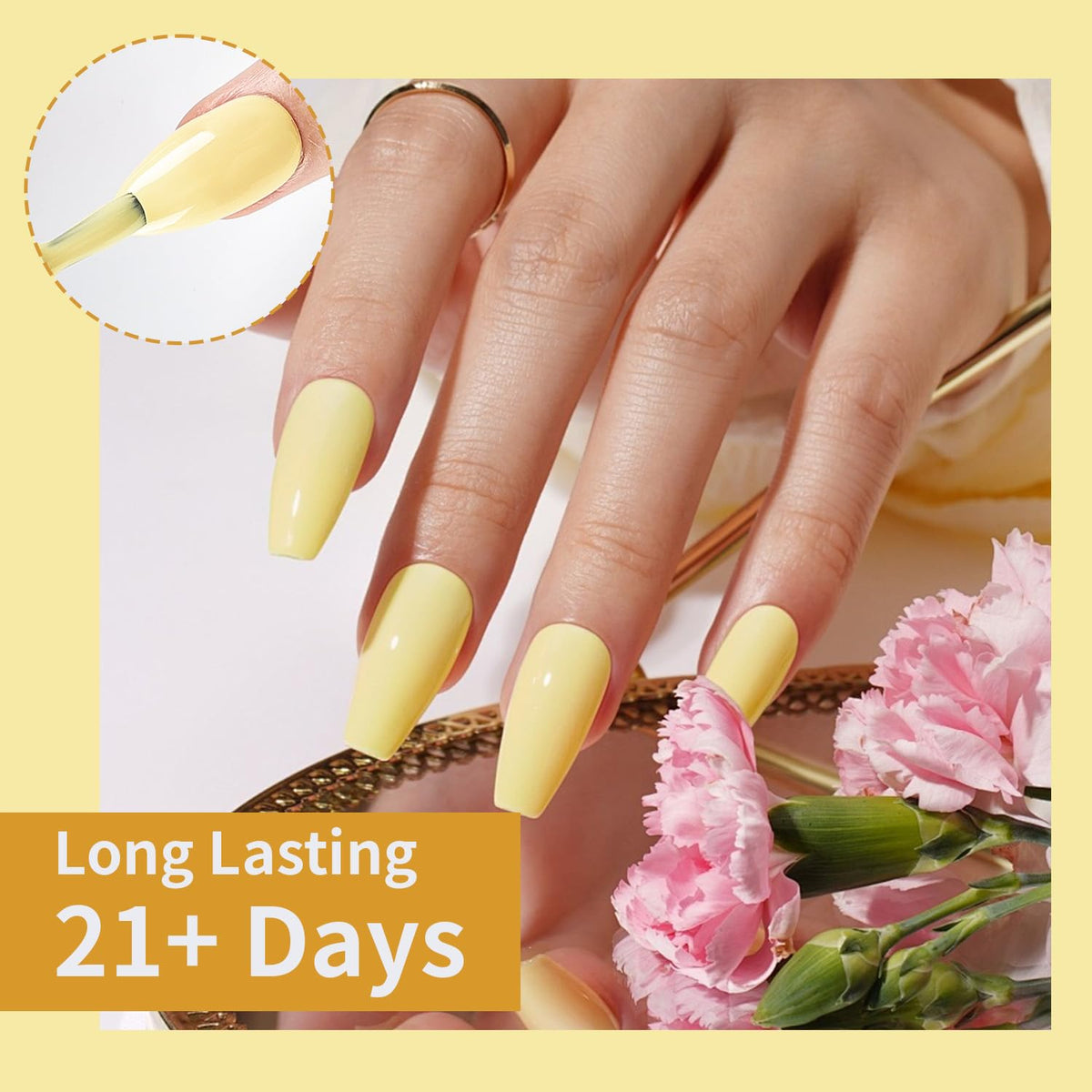 JODSONE Pastel Yellow Gel Nail Polish 10ml Soak Off LED Gel Polish Butter Yellow Nail Color Salon Quality Long-Lasting Low Odor (Need U V Lamp Curing)