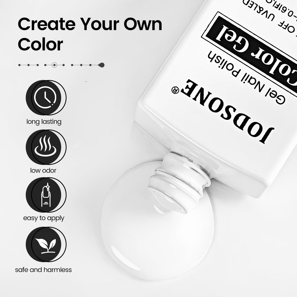 JODSONE White Gel Nail Polish, 1Pcs 18ml White Gel Polish All Season Soak Off Manicure Salon DIY Design at Home Need UV Lamp