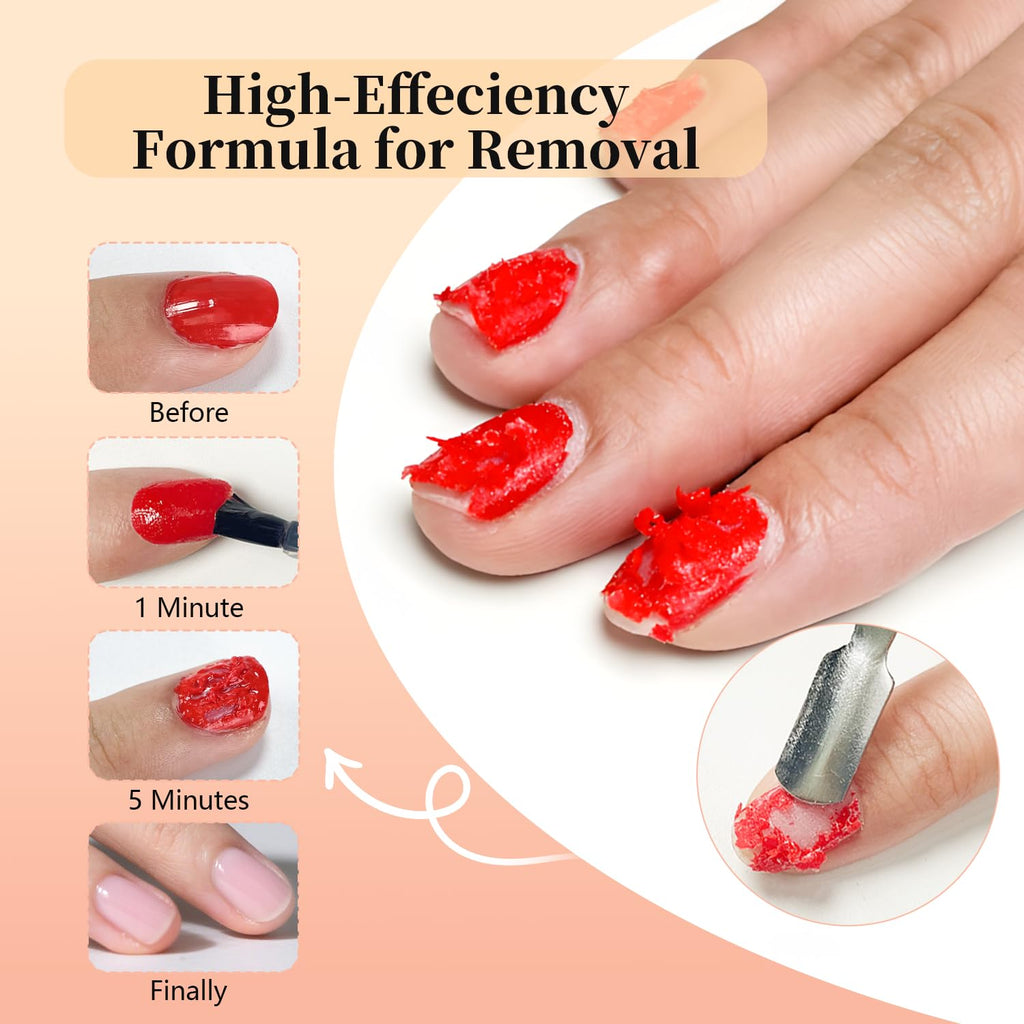 JODSONE Gel Nail Polish Remover Kit - Set with 15ml Gel Nail Polish Remover, Cuticle Oil and Latex Tape, and Complete Remover Manicure Tool Set, No Soaking