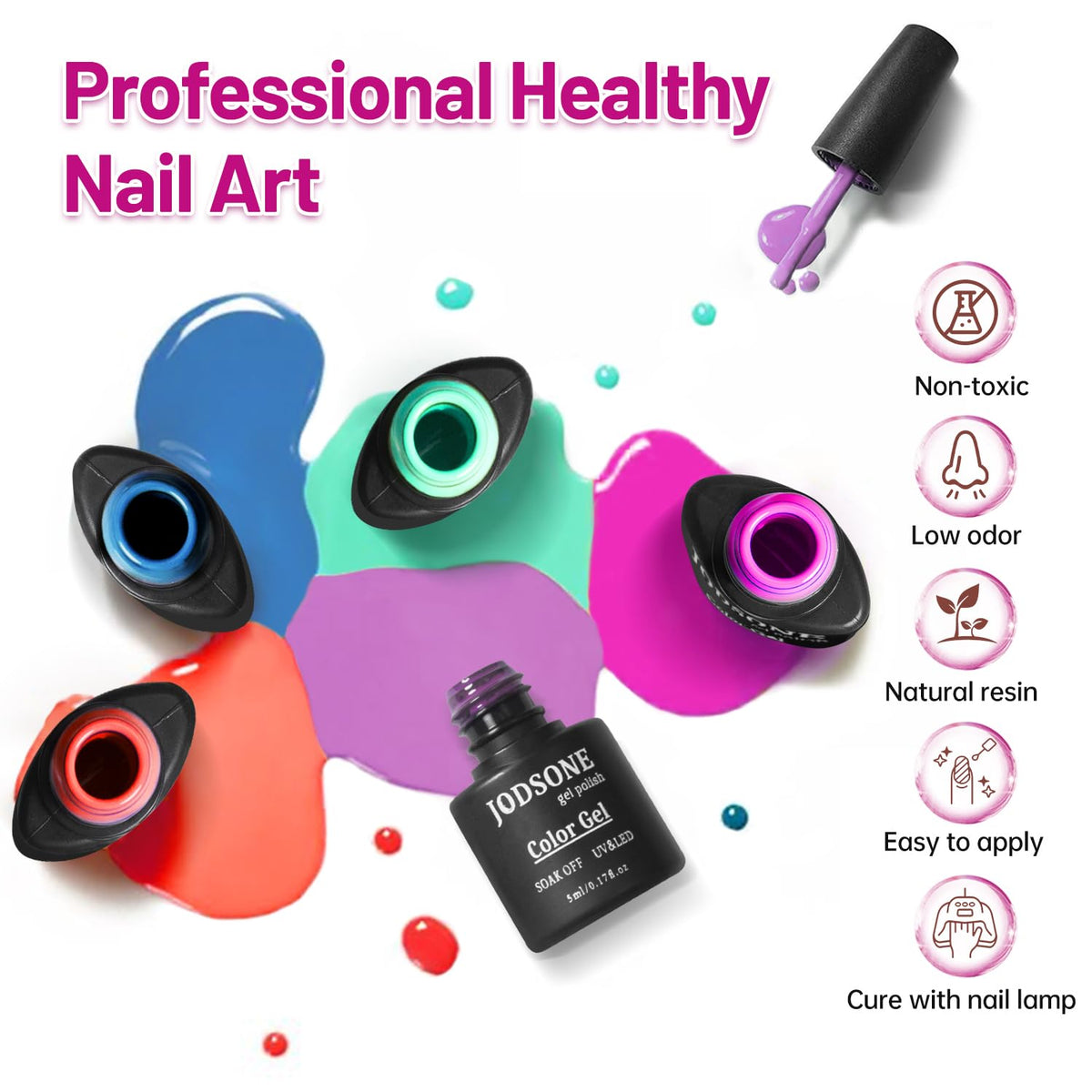 JODSONE 20 Color Vibrant and High Shine Gel Nail Polish Kit with 3 PCS Base Coat and Matte and Glossy Top Coat