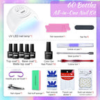 JODSONE 60 PCS Gel Nail Polish Starter Kit With U V Light 55 Kinds Of Color Glitter Gel Polish No Wipe Base And Glossy Matte Top Coat Easy To Apply