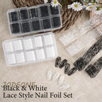 JODSONE 20 Rolls Lace Nail Foils, Black and White Lace Nail Art Transfer Sheets, Must Be Used with Nail Foil Glue, Transfer Foils for Manicure Salon & Home Use (Not Self-Adhesive Stickers)