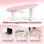 JODSONE U-Shaped White Manicure Arm Rest for Nails Tech with Rotating 360°Built-In Phone Holder and Adjustable Nail Arm Rest Detachable Manicure Hand Rest for Salon Design