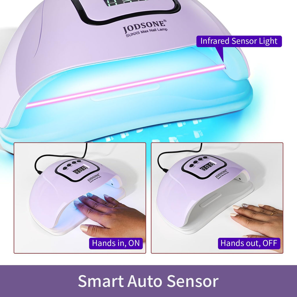 JODSONE U V LED Nail Lamp, Nail Dryer for Gel Polish with Led Light with Automatic Sensor & 4 Timers Purple
