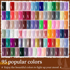 JODSONE 100 PCS (5 ml each) Gel Nail Polish Kit No Wipe Soak off Base Coat and Matte Glossy Top Coat Gel Polish Collections Gifts for Manicure Lovers