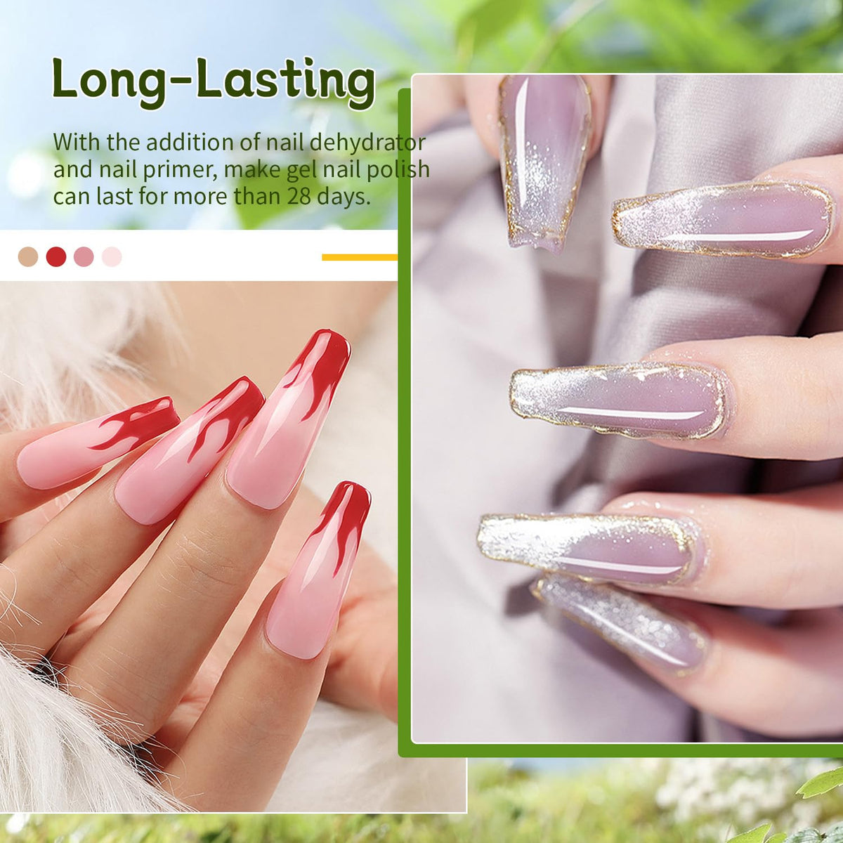 JODSONE 4 Bottle 10ML Nail Primer Base Coat Top Coat Glossy Quick Drying Durable DIY Nail Art Design Long Lasting Gift For Girls, transparent