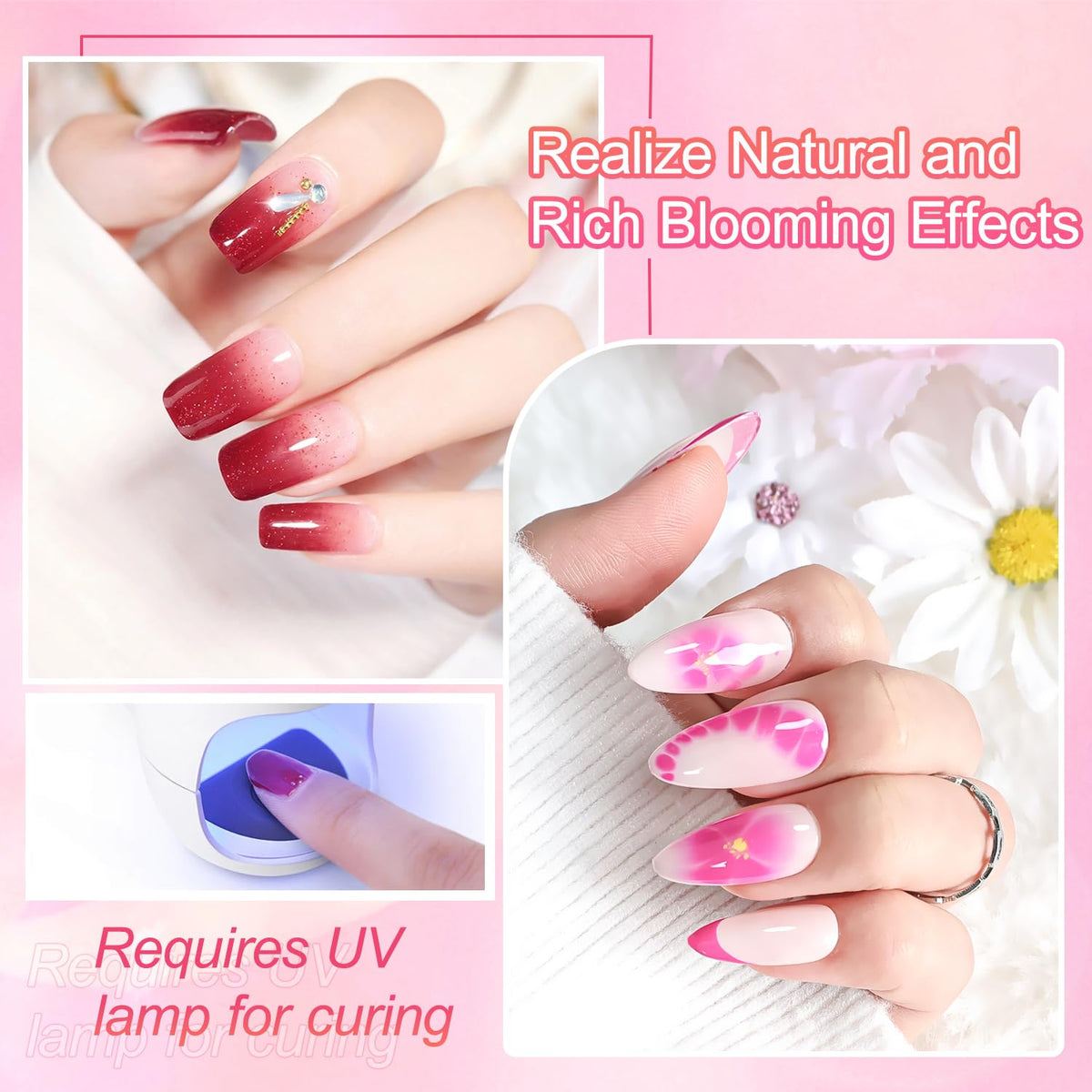 JODSONE 16.5ml Clear Blooming Gel Nail Polish for Spreading Effect Marble Natural Stone Watercolor Floral Print Nail Painting and Can Be Easily Used Suitable for DIY Nail Art