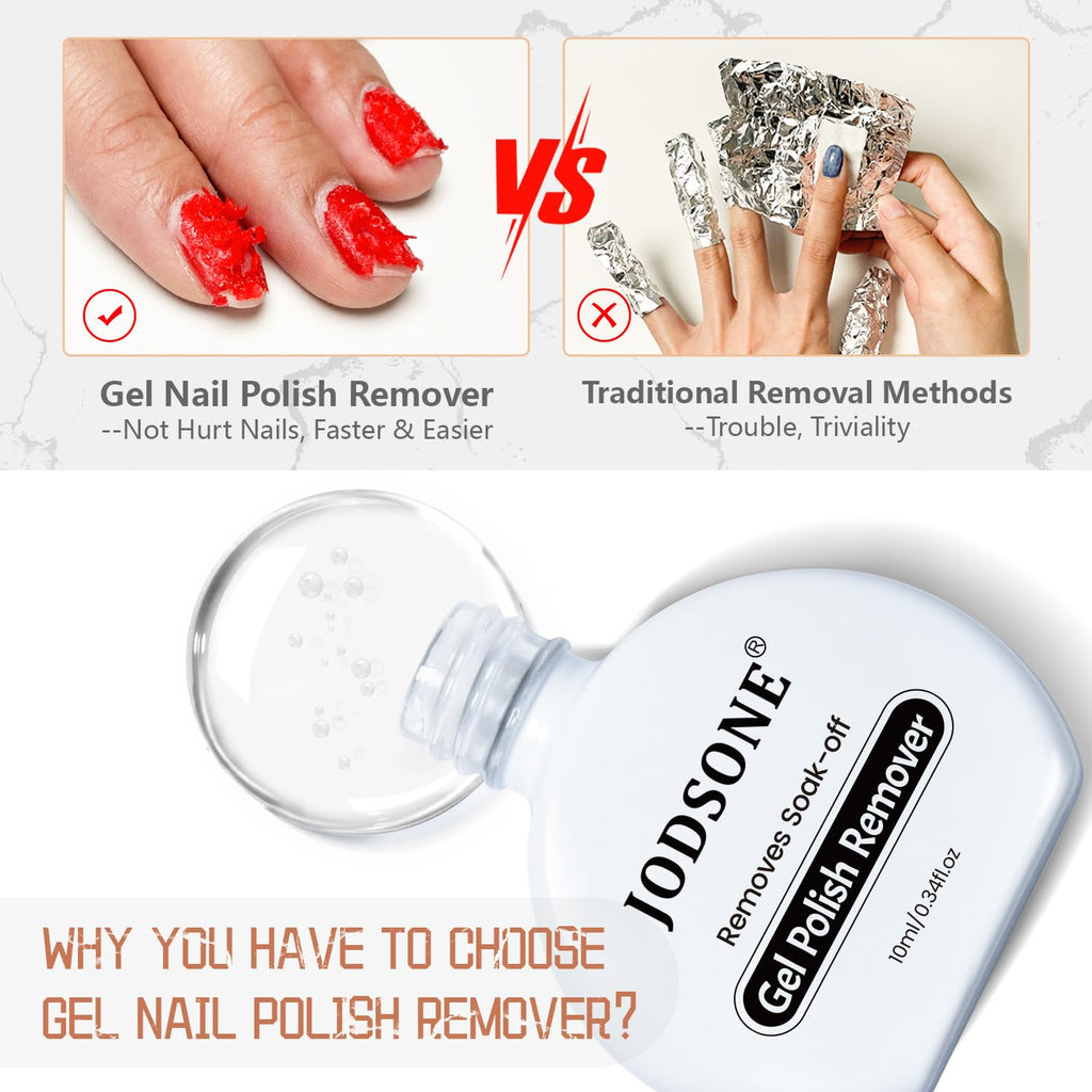 JODSONE 10ml Gel Nail Remover 2Pcs Quick Gel Polish Remover 3-5 Minutes for Nails