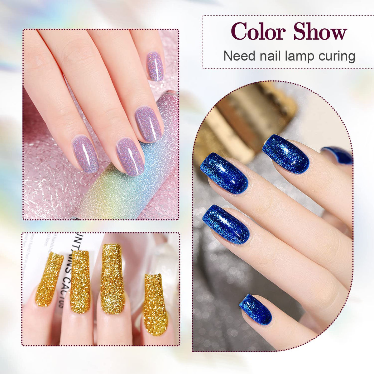 JODSONE Gel Nail Polish Shiny High Gloss Surface Strengthening Glitter Minimalistic Artistic Creation Starter Set 36 Pieces