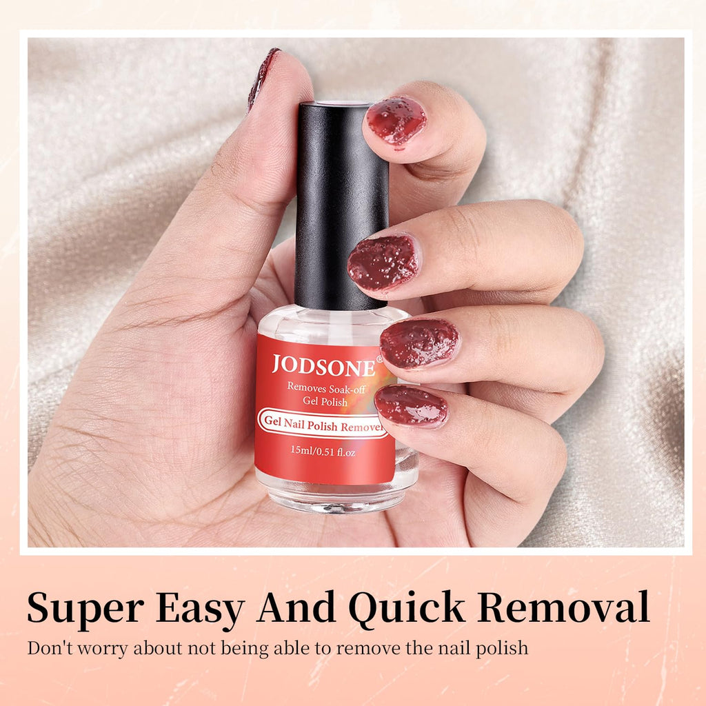 JODSONE Gel Nail Polish Remover Kit - Set with 15ml Gel Nail Polish Remover, Cuticle Oil and Latex Tape, and Complete Remover Manicure Tool Set, No Soaking