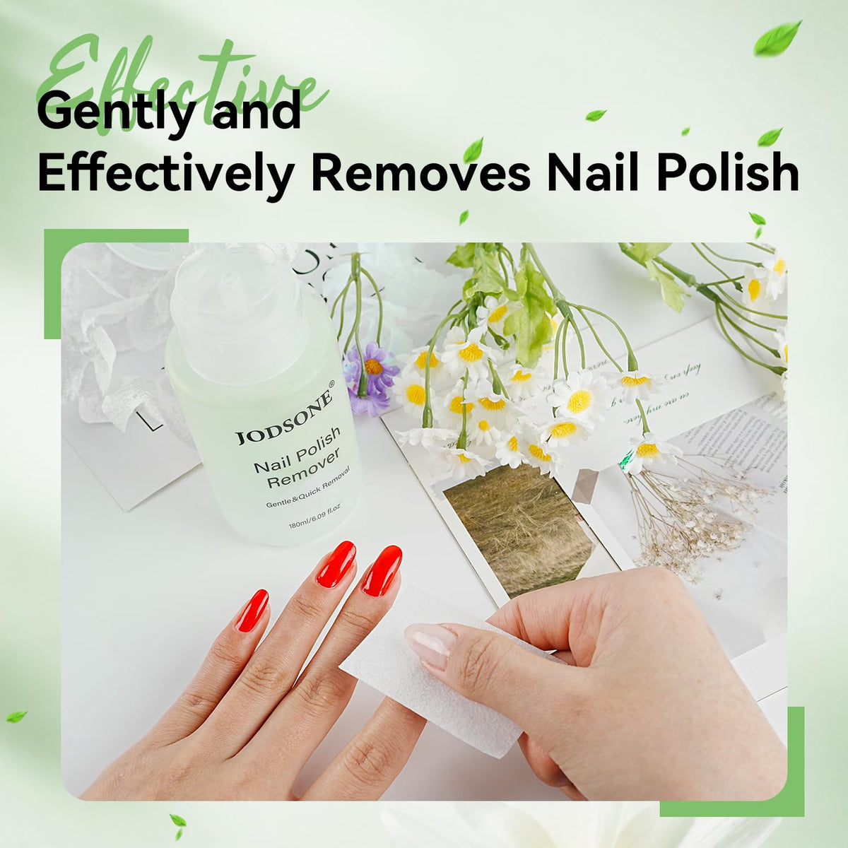 JODSONE Gel & Regular Nail Polish Remover, Non-Acetone, Jasmine, 6.09 Fl Oz One-Press Pump, Vitamin E & Aloe, Jasmine Scent, Removes Regular Polish; Soak-Off Gel Removal Requires Filing and Soaking